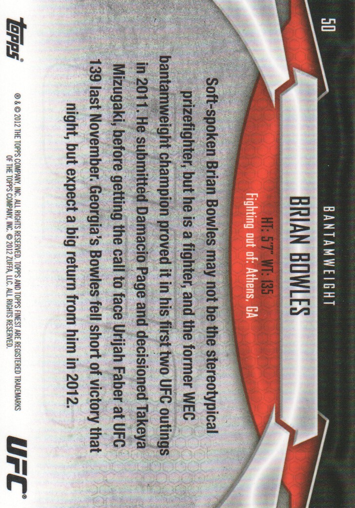 2012 Finest UFC BASE MMA Cards Pick from List - Bild 13 von 31