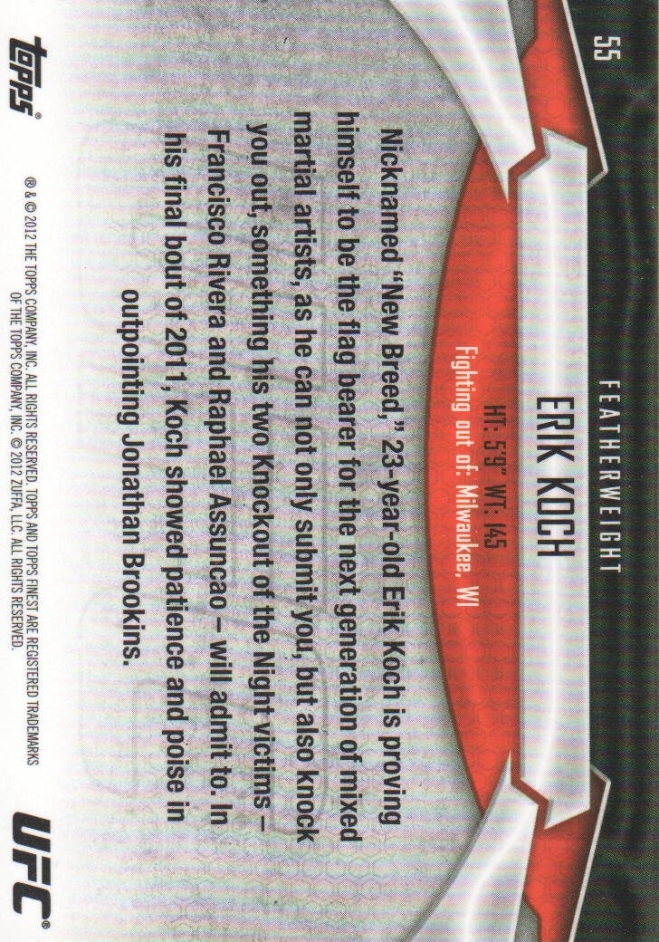 2012 Finest UFC BASE MMA Cards Pick from List - Bild 15 von 31