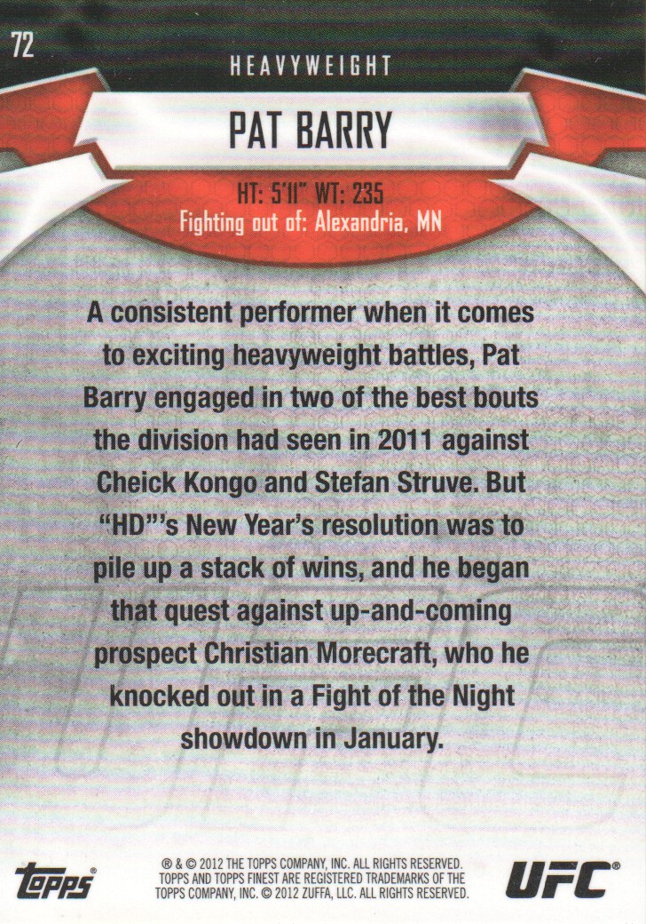 2012 Finest UFC BASE MMA Cards Pick from List - Bild 21 von 31