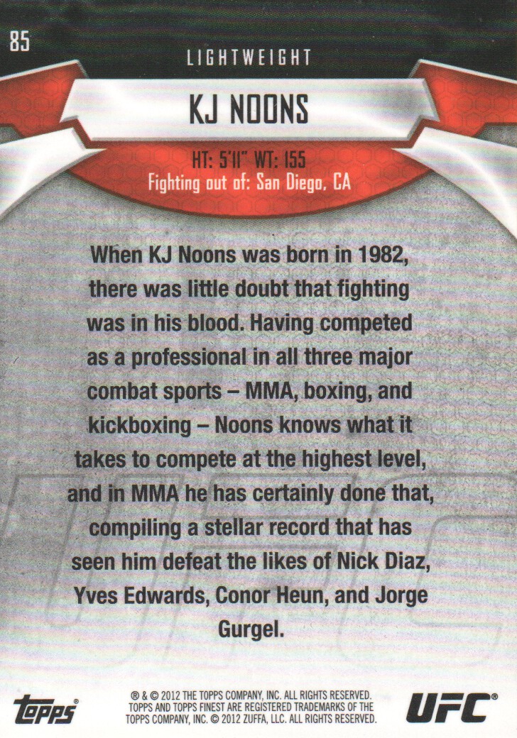 2012 Finest UFC BASE MMA Cards Pick from List - Bild 27 von 31