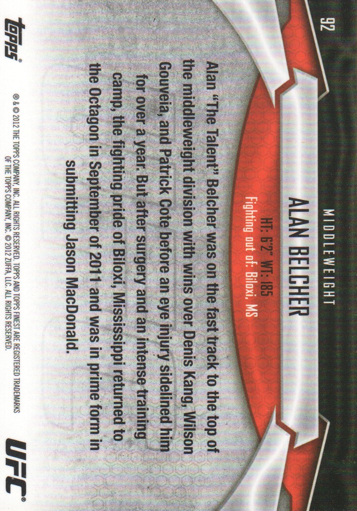 2012 Finest UFC BASE MMA Cards Pick from List - Bild 29 von 31