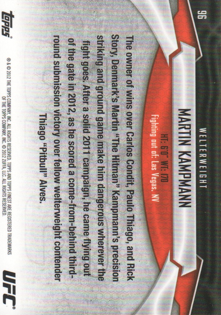 2012 Finest UFC BASE MMA Cards Pick from List - Bild 31 von 31