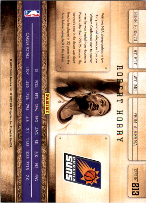 2011-12 Panini Gold Standard #213D Robert Horry/70*/Phoenix Suns back image