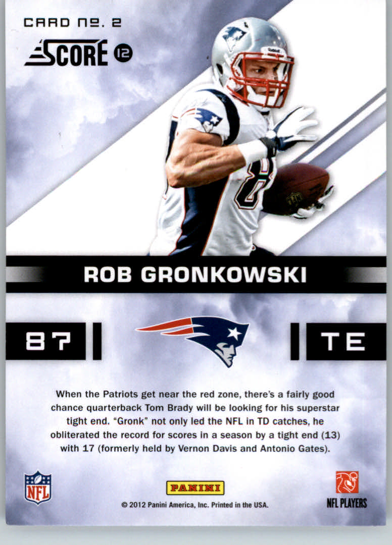 2012 Score In the Zone #2 Rob Gronkowski back image