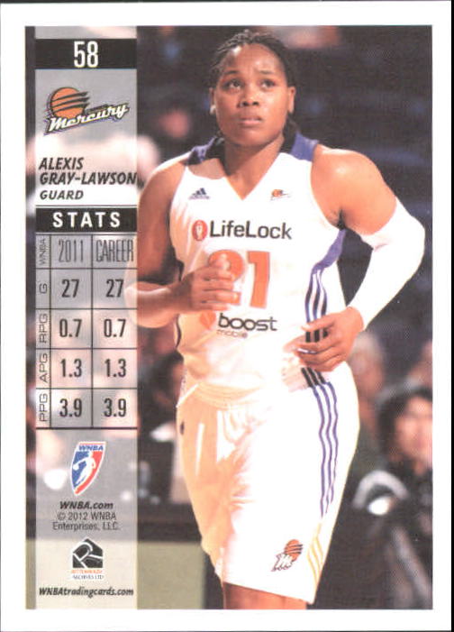 2012 WNBA #58 Alexis Gray-Lawson RC back image