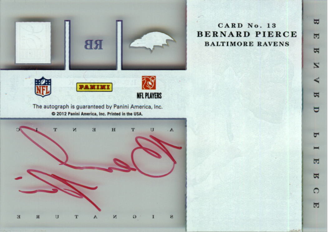 2012 Elite Rookie Inscriptions Red Ink #13 Bernard Pierce/10* back image