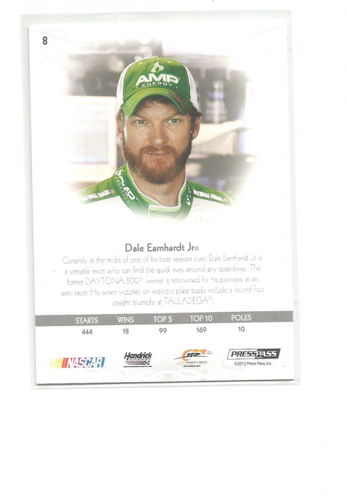 2012 Press Pass Showcase Red #8 Dale Earnhardt Jr back image