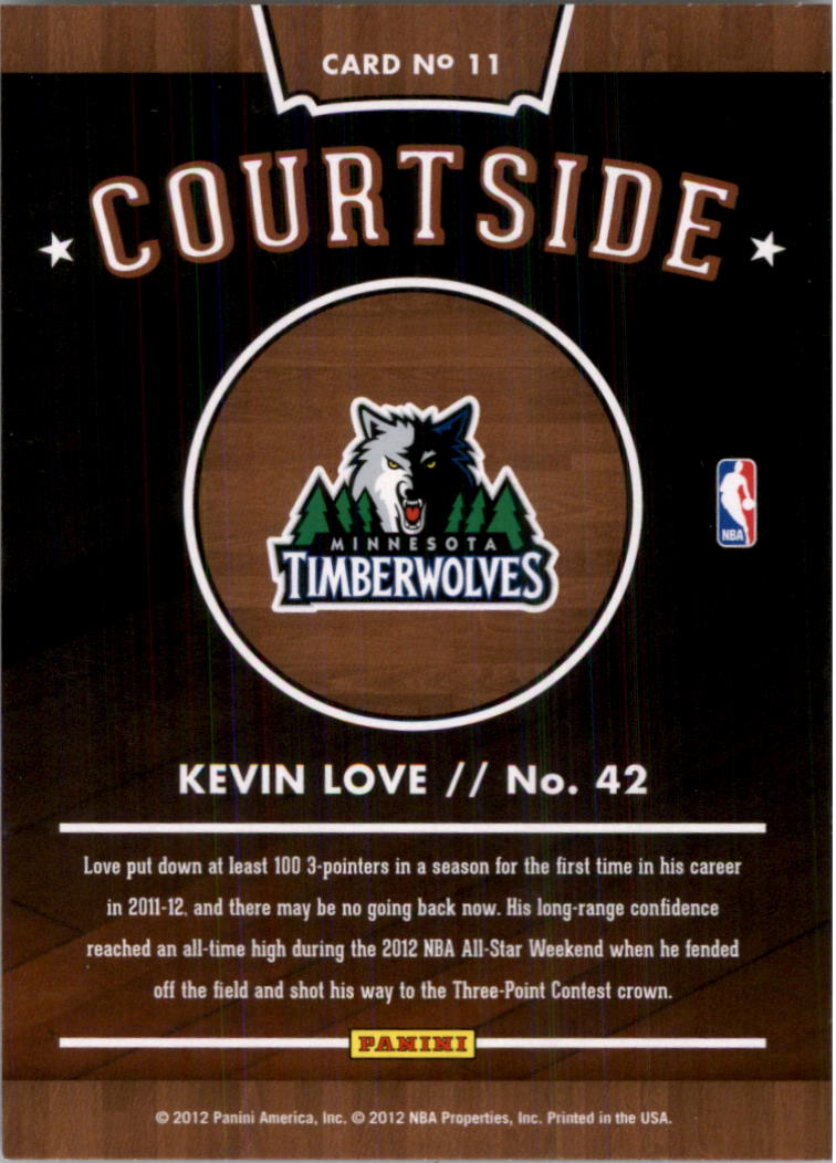 2012-13 Hoops Courtside #11 Kevin Love back image