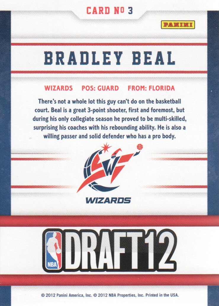2012-13 Hoops Draft Night #3 Bradley Beal back image