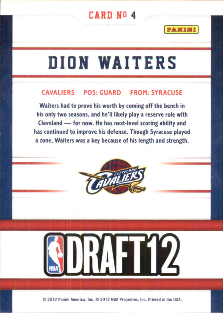 2012-13 Hoops Draft Night #4 Dion Waiters back image
