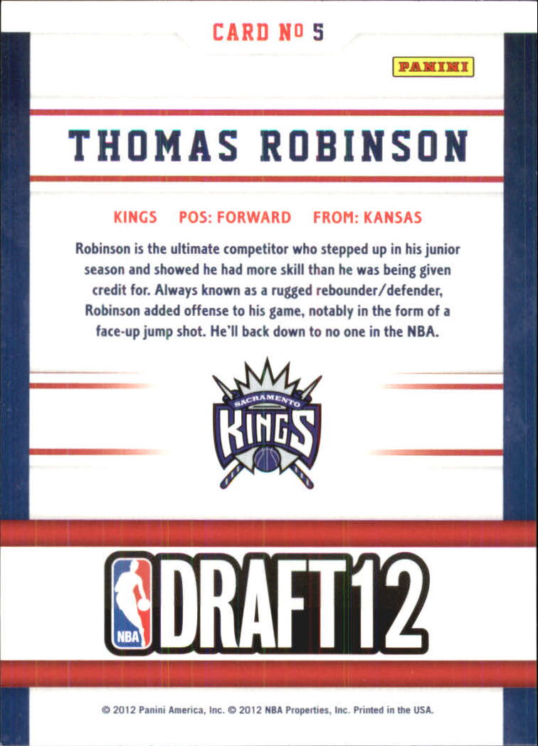 2012-13 Hoops Draft Night #5 Thomas Robinson back image