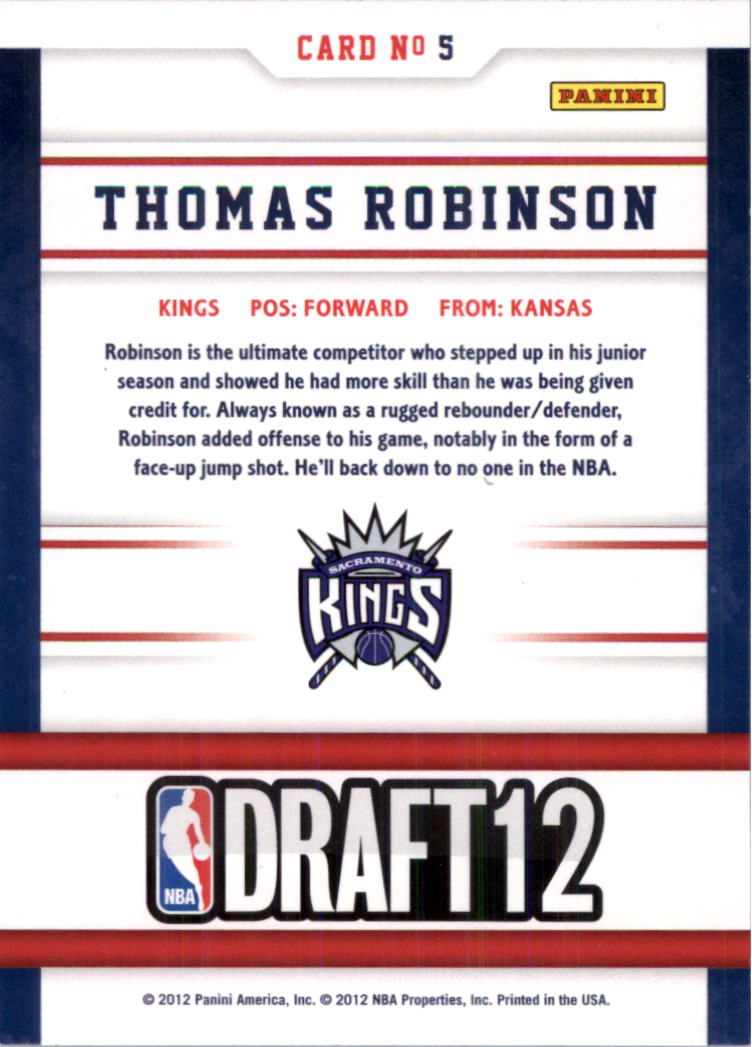 2012-13 Hoops Draft Night #5 Thomas Robinson back image