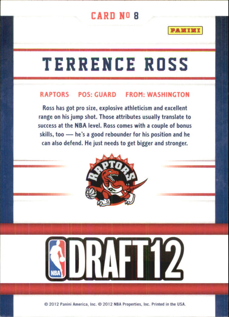 2012-13 Hoops Draft Night #8 Terrence Ross back image