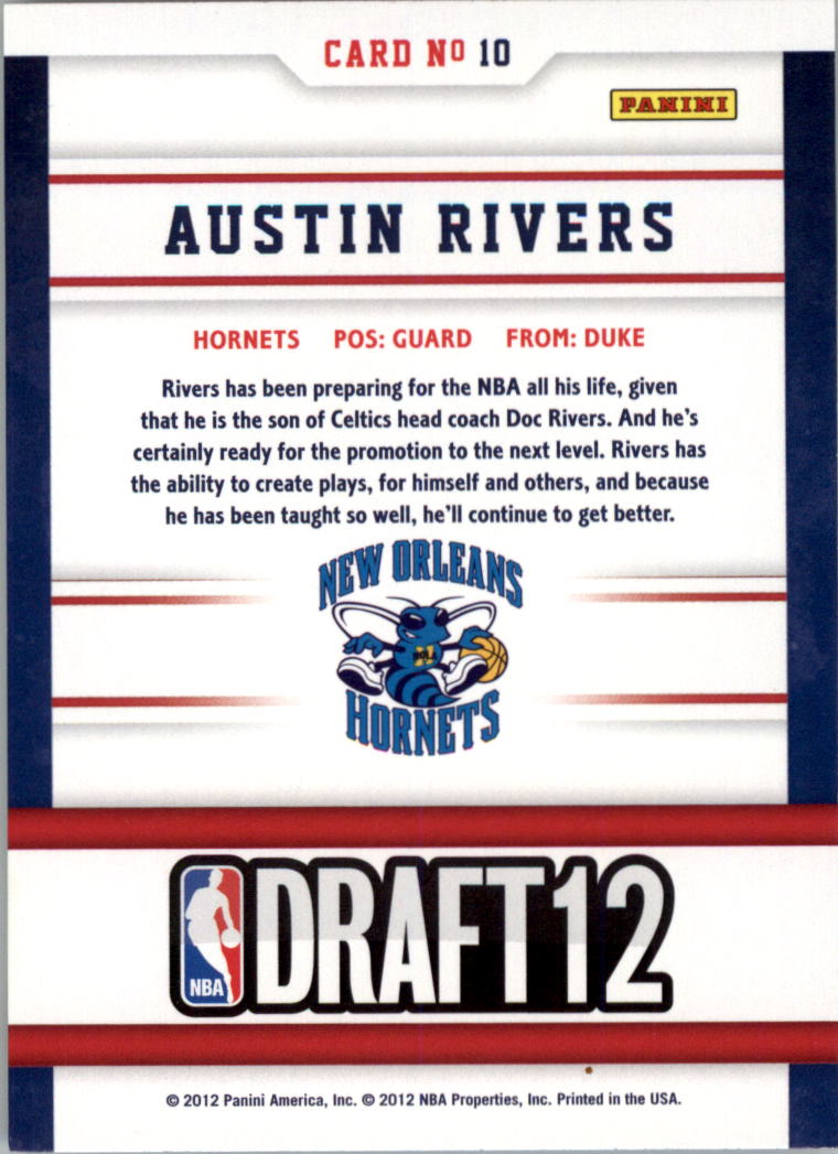 2012-13 Hoops Draft Night #10 Austin Rivers back image