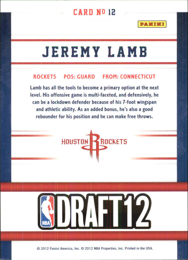 2012-13 Hoops Draft Night #12 Jeremy Lamb back image