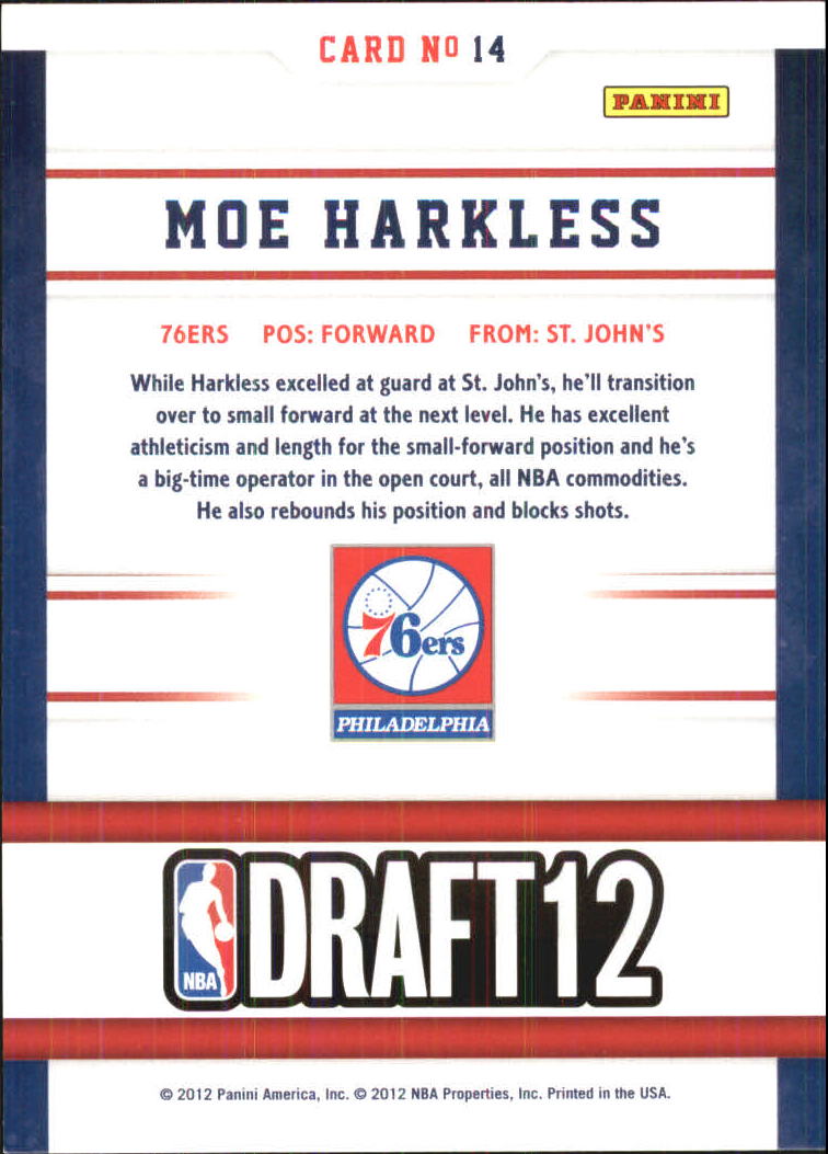 2012-13 Hoops Draft Night #14 Moe Harkless back image