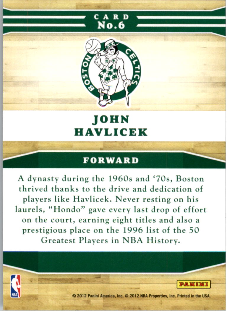 2012-13 Hoops Franchise Greats #6 John Havlicek back image