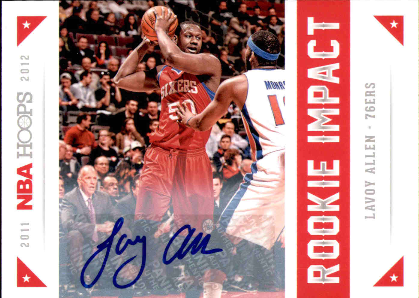 2012-13 Hoops Rookie Impact Autographs #28 Lavoy Allen Auto RC Card. rookie card picture