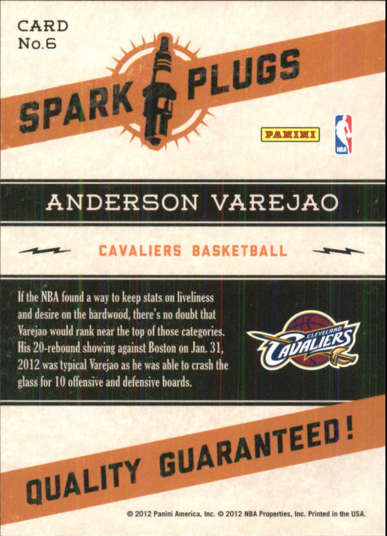 2012-13 Hoops Spark Plugs #6 Anderson Varejao back image