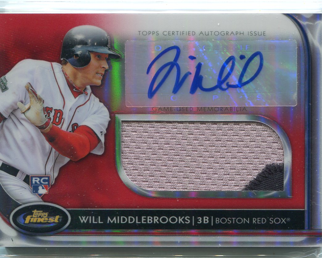 2012 Finest Rookie Jumbo Relic Autographs Red Refractors #WMI Will Middlebrooks