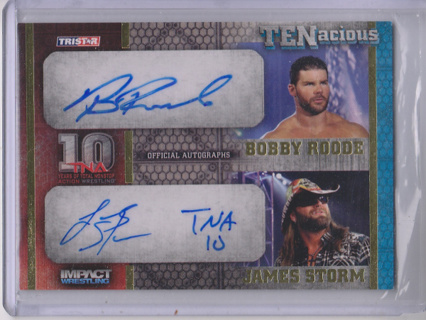 2012 TRISTAR TNA Impact TENacious Dual Autographs Gold #TEN21 Bobby Roode/James Storm