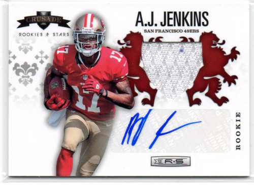 2012 Rookies and Stars Rookie Crusade Materials Autographs Red #8 A.J. Jenkins