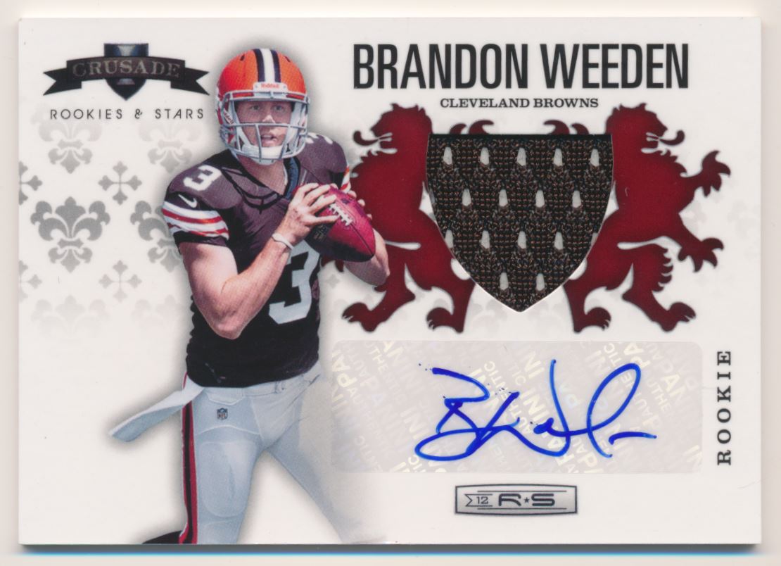 2012 Rookies and Stars Rookie Crusade Materials Autographs Red #20 Brandon Weeden