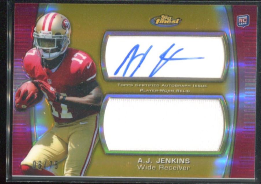 2012 Finest Jumbo Jersey Autographs Gold Refractors #AJRAJJ A.J. Jenkins