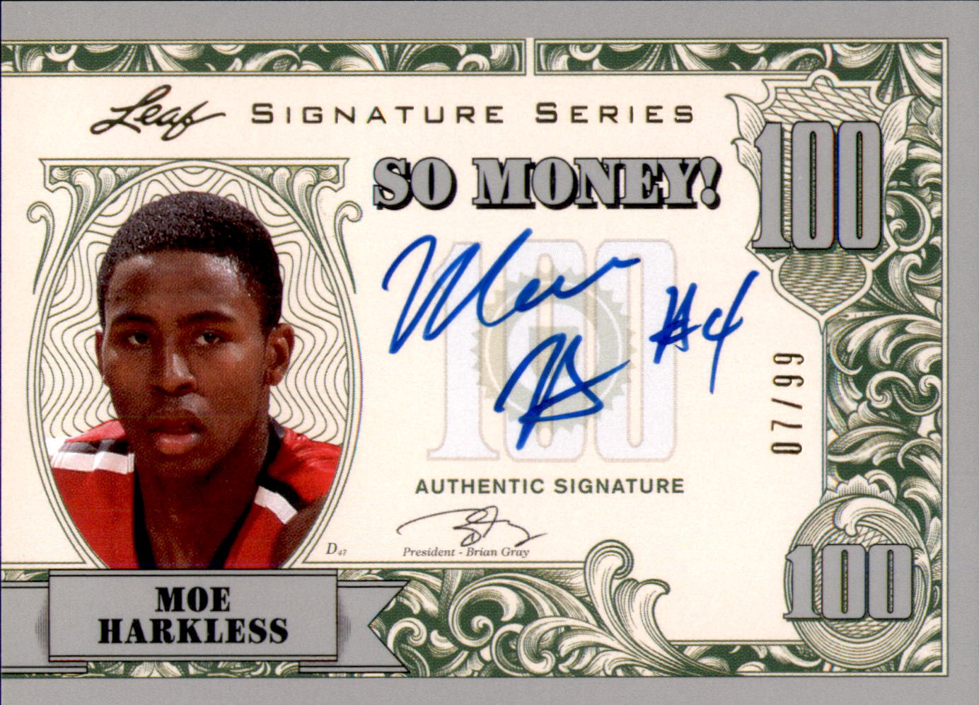 2012-13 Leaf Signature So Money! Silver #MH2 Moe Harkless/99