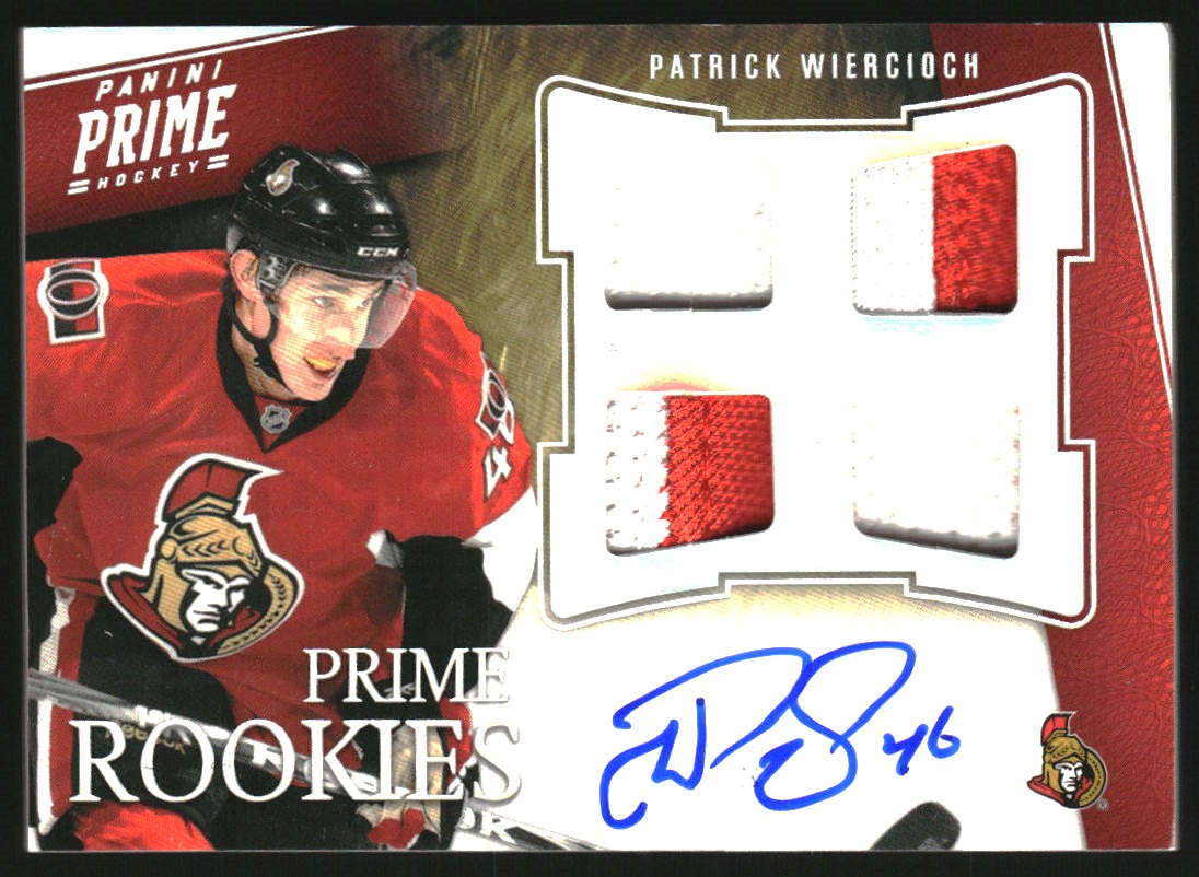 2011-12 Panini Prime Rookies Holosilver Patch Autographs #145 Patrick Wiercioch