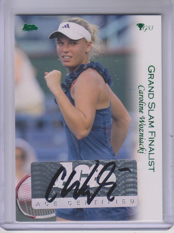 2012 Ace Authentic Grand Slam 3 Autographs Green #67 Caroline Wozniacki GSF