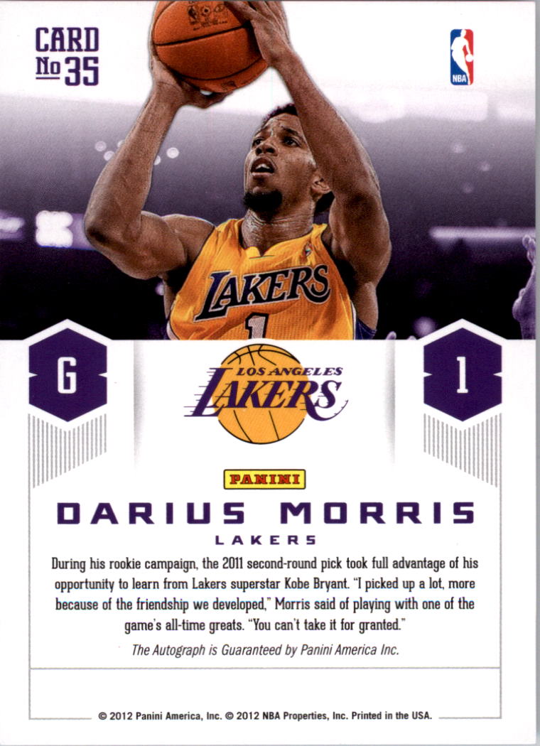 2012-13 Prestige Prestigious Picks Signatures #35 Darius Morris back image