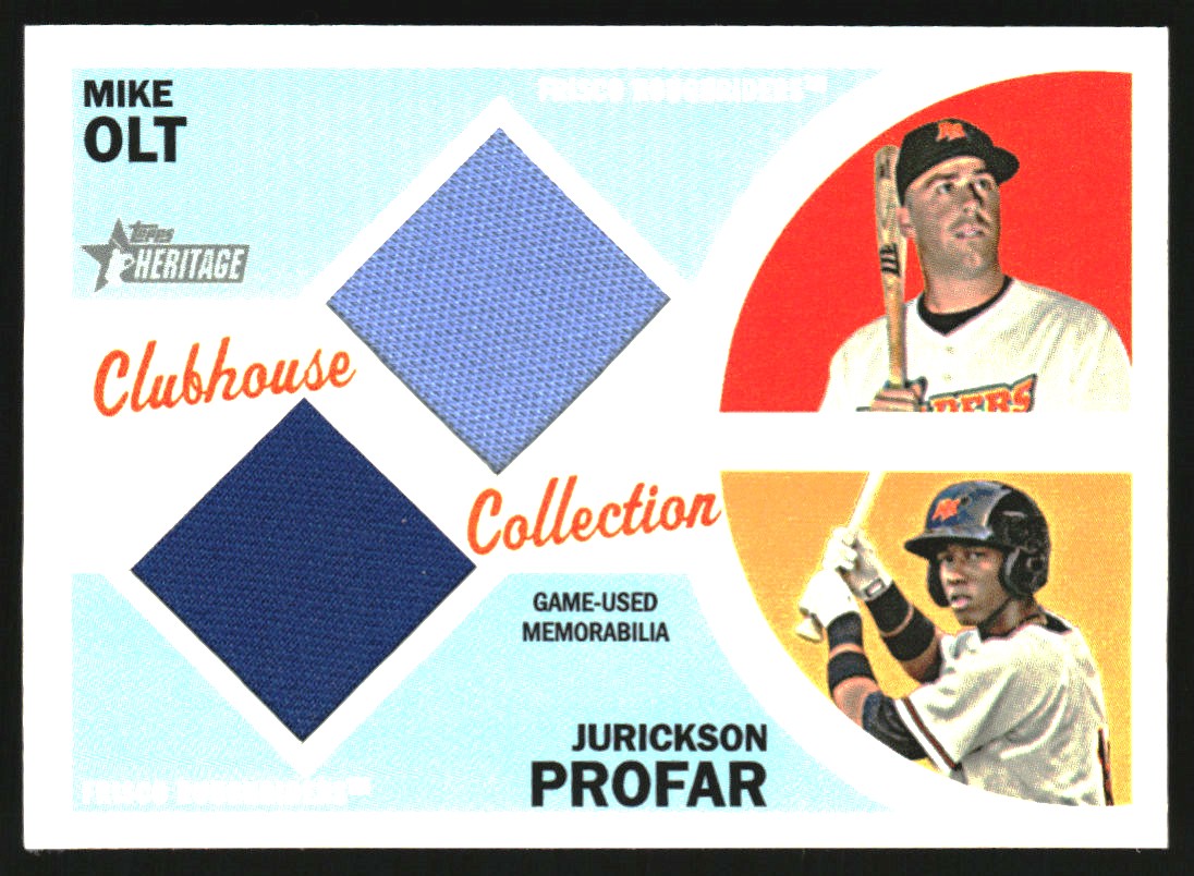 2012 Topps Heritage Minors Clubhouse Collection Dual Relics #OP Mike Olt/Jurickson Profar