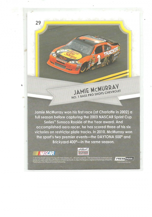 2012 Press Pass Fanfare Silver #29 Jamie McMurray back image