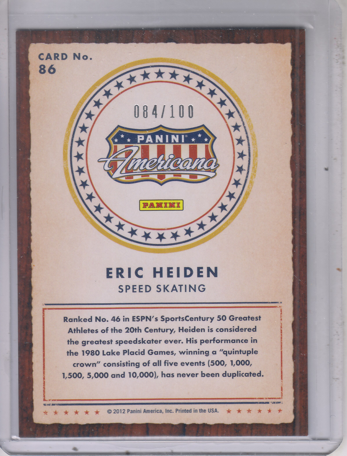 2012 Americana Heroes and Legends Bronze Proofs #86 Eric Heiden back image