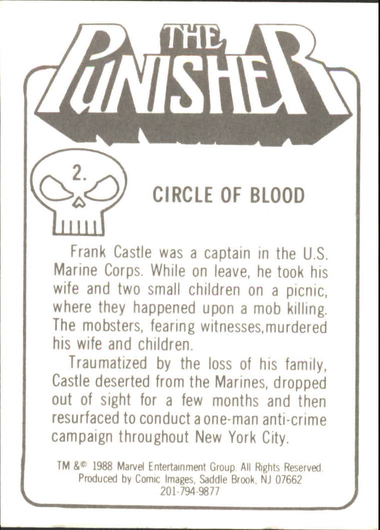 1988 Comic Images The Punisher #2 Circle of Blood back image