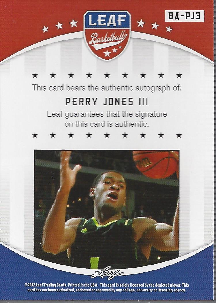 2012-13 Leaf Autographs #PJ3 Perry Jones back image
