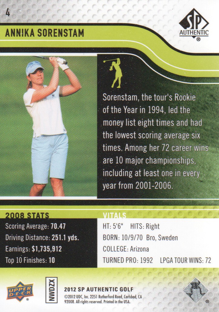 2012 SP Authentic Golf BASE Trading Cards Pick From List - Picture 7 of 169