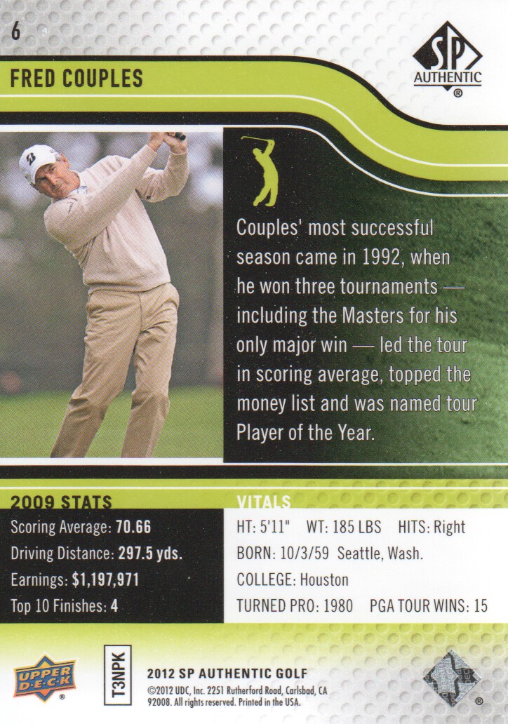 2012 SP Authentic Golf BASE Trading Cards Pick From List - Picture 11 of 169