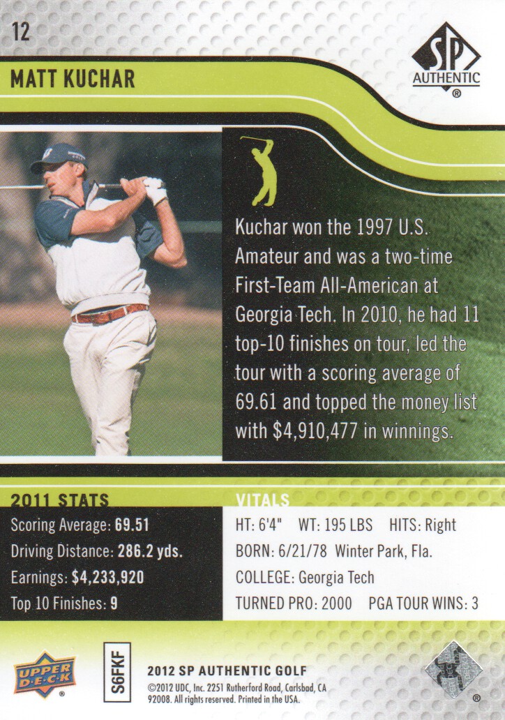 2012 SP Authentic Golf BASE Trading Cards Pick From List - Picture 23 of 169