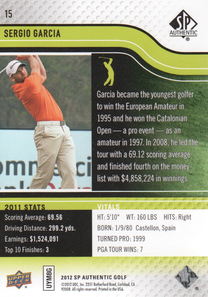2012 SP Authentic Golf BASE Trading Cards Pick From List - Picture 29 of 169