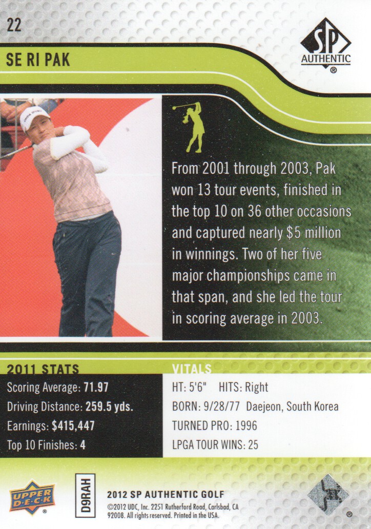 2012 SP Authentic Golf BASE Trading Cards Pick From List - Picture 43 of 169