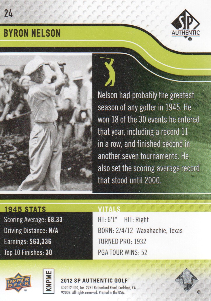 2012 SP Authentic Golf BASE Trading Cards Pick From List - Picture 47 of 169