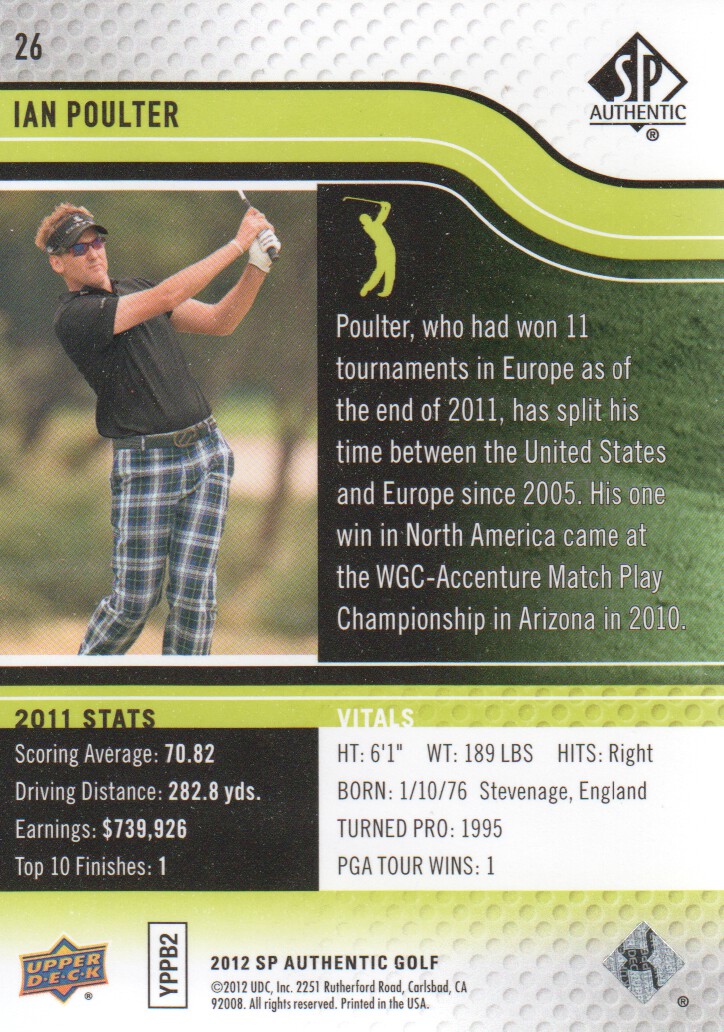 2012 SP Authentic Golf BASE Trading Cards Pick From List - Picture 51 of 169