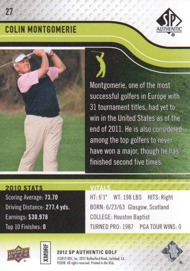 2012 SP Authentic Golf BASE Trading Cards Pick From List - Picture 53 of 169