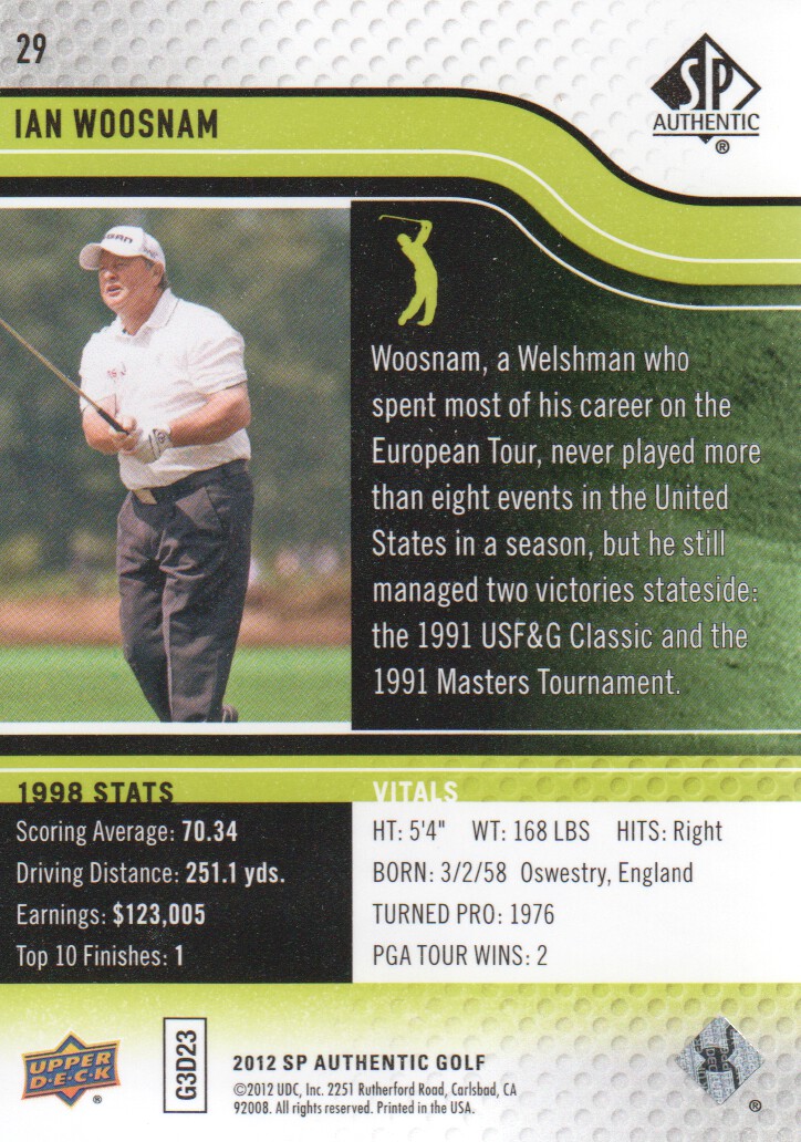 2012 SP Authentic Golf BASE Trading Cards Pick From List - Picture 57 of 169