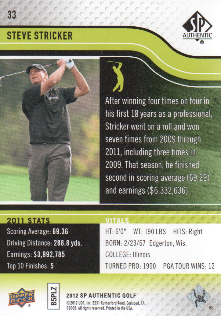 2012 SP Authentic Golf BASE Trading Cards Pick From List - Picture 65 of 169