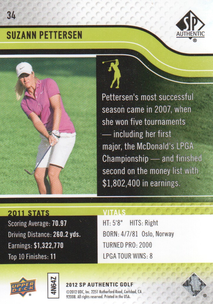2012 SP Authentic Golf BASE Trading Cards Pick From List - Picture 67 of 169