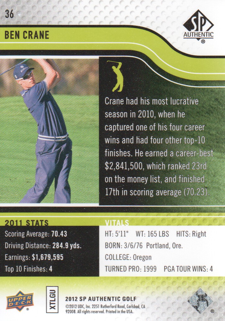 2012 SP Authentic Golf BASE Trading Cards Pick From List - Picture 71 of 169