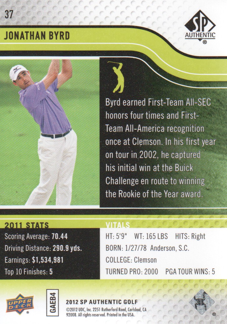 2012 SP Authentic Golf BASE Trading Cards Pick From List - Picture 73 of 169